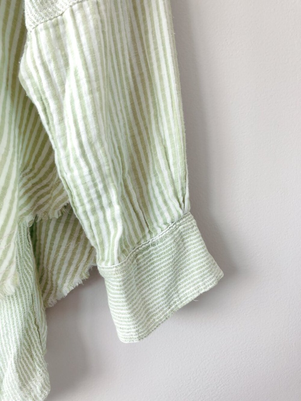 Free People Sage green striped shirt medium oversized top lightweight top - Picture 7 of 15